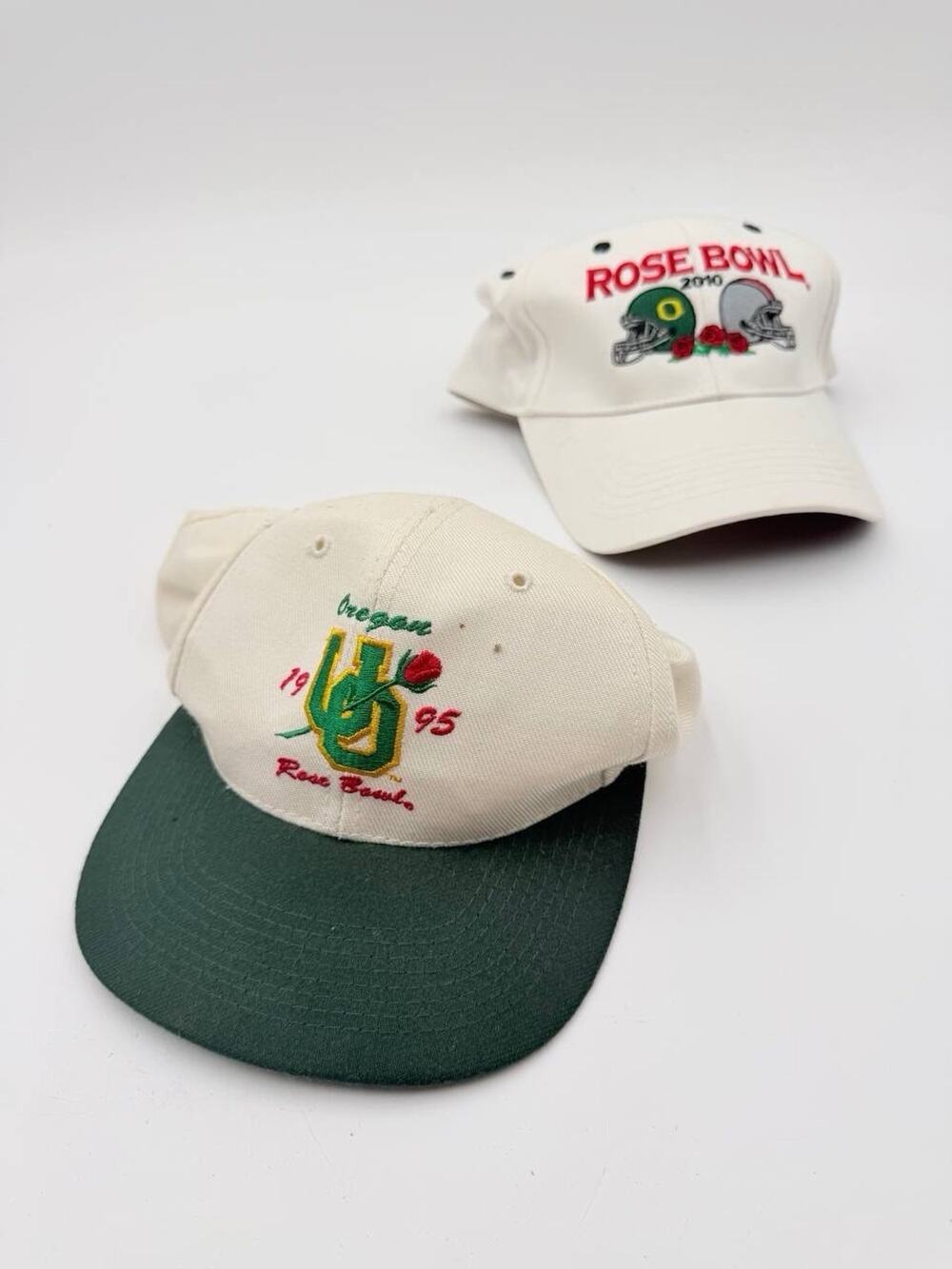 Vintage Oregon Ducks Rose Bowl Hats Lot of 2 1995 2010 NCAA Football Caps